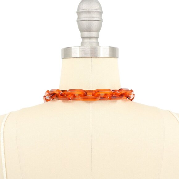 New Rara Avis Iris Apfel Chained Resin Chain Linked Link Necklace Tortoise Brown - Picture 3 of 5